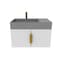 Castello Usa Amazon 30-inch White Left Vanity Set with Gray Top and Gold Handles CB-MC-30W-GLD-2056L-GR - alternate 3
